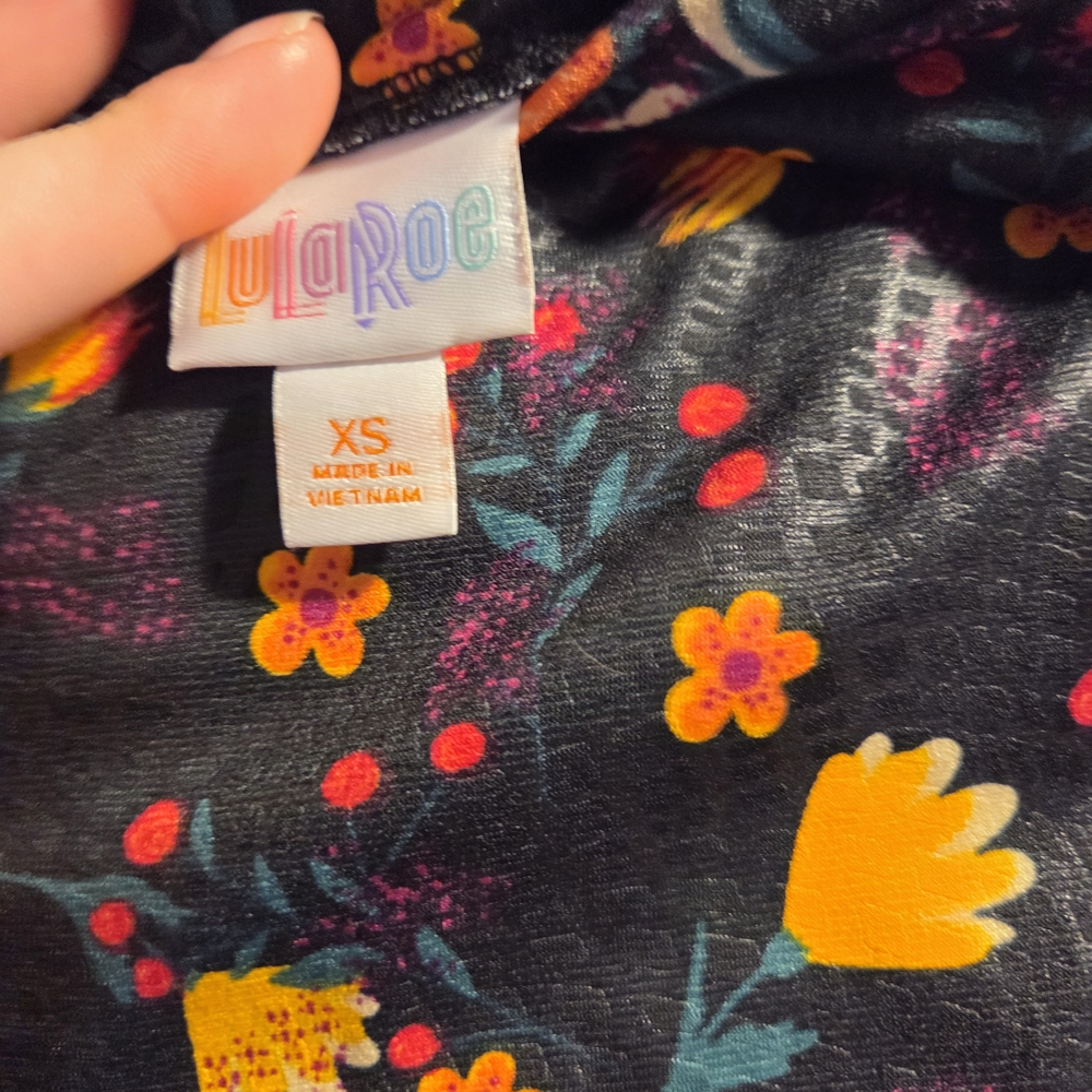 LuLaRoe A-Line Skirt with Floral Pattern in Black and Yellow